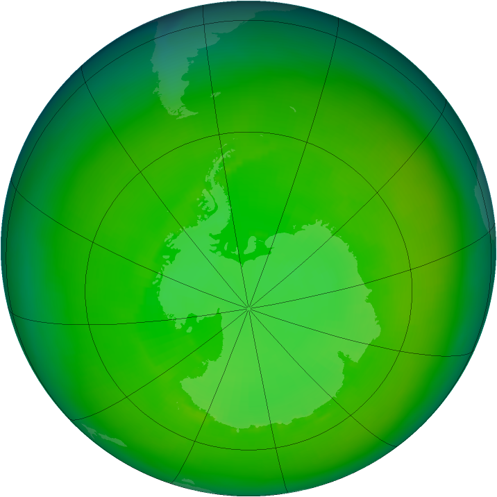 Antarctic ozone map for December 1982